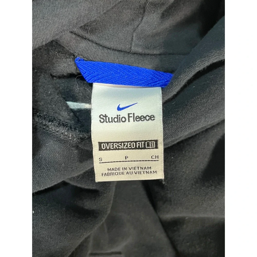 Nike Studio Fleece Oversized Hoodie Navy Blue Embroidered Swoosh Small